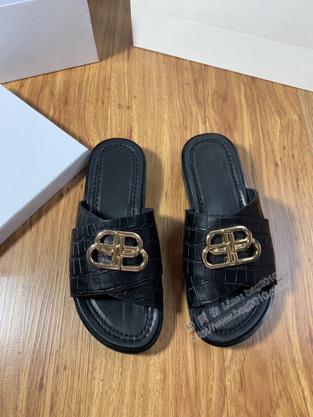 Balenciaga經典款男鞋 巴黎世家頂級版本男士夏季牛皮鞋面涼拖  hdbl1282
